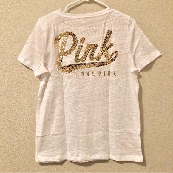 T-shirt Victoria's Secret PINK - Oklahoma OU Bling, V-neck, Taille S, Neuf